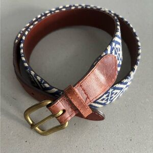 Smathers & Branson 38” needlepoint belt leather, worn, but good condition